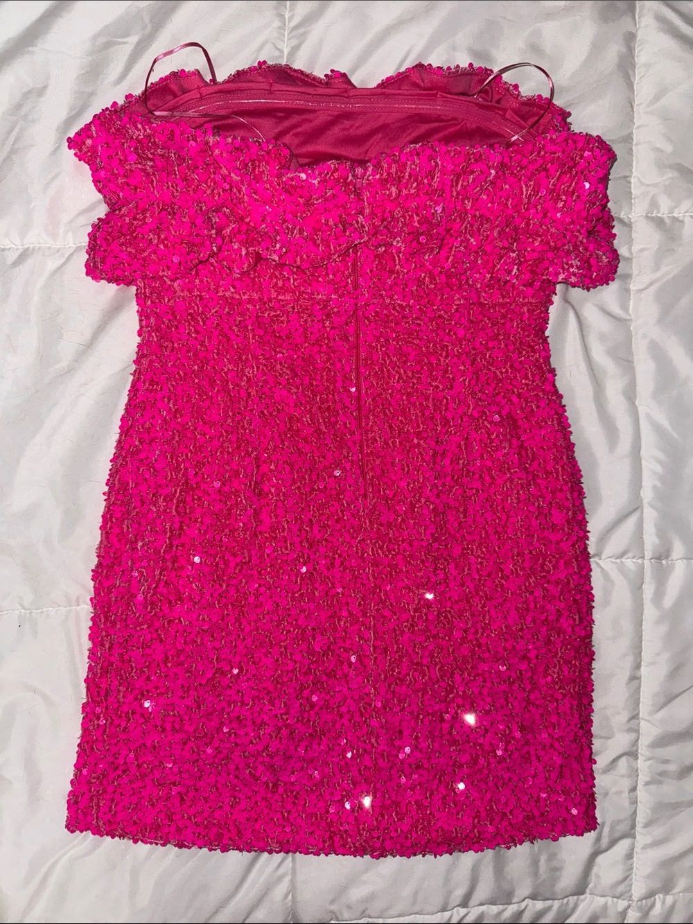 NWT Pink Sequin Mini Dress Large - Picture 2 of 3